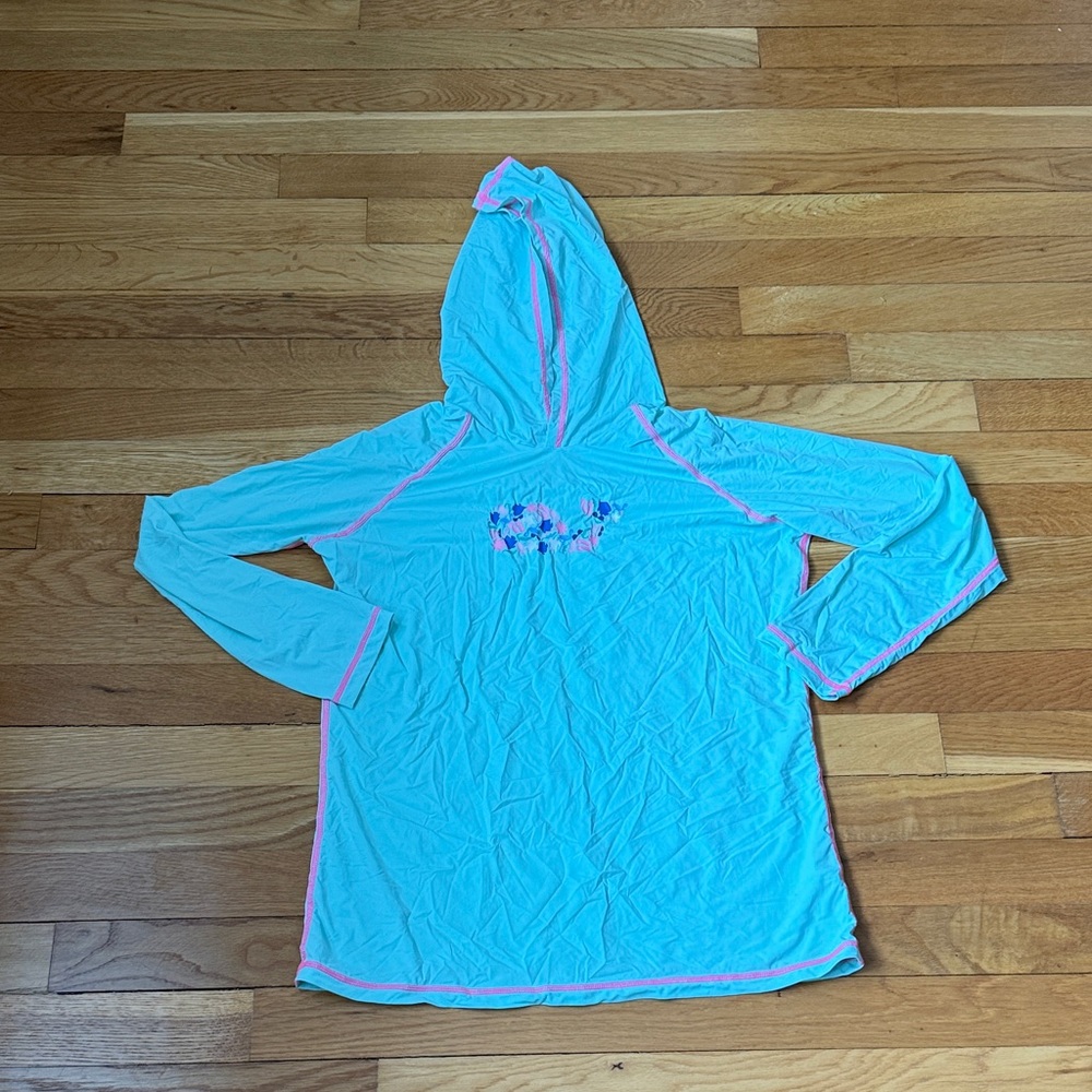 Vineyard Vines Kids Swim Rashguard - Light Blue with Pink Accents